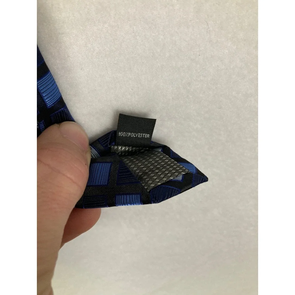 Knightsbridge‎ Geometric Square Tie Mens OS Blue Navy Silver Woven Polyester